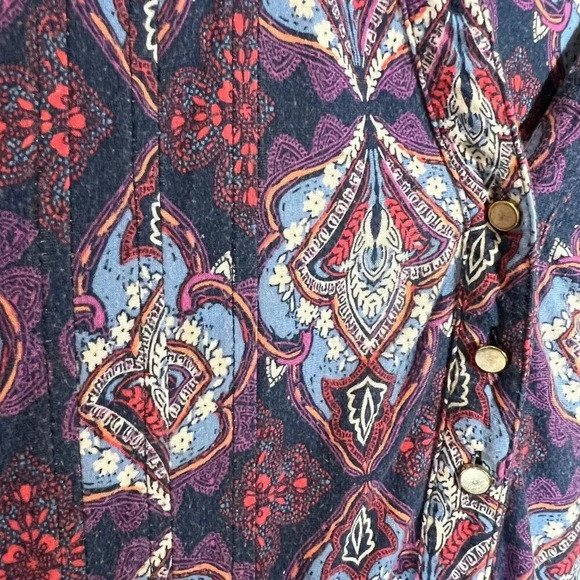 Cocomo Blouse V Neck Stretch Knit Multicolor Long Sleeves Kaleidoscope Casual - Picture 5 of 6